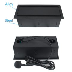 Conference Brushed Double Flip Multimedia Socket Box 4 Universal Outlets+1 USB-A/C Charging+HDMI