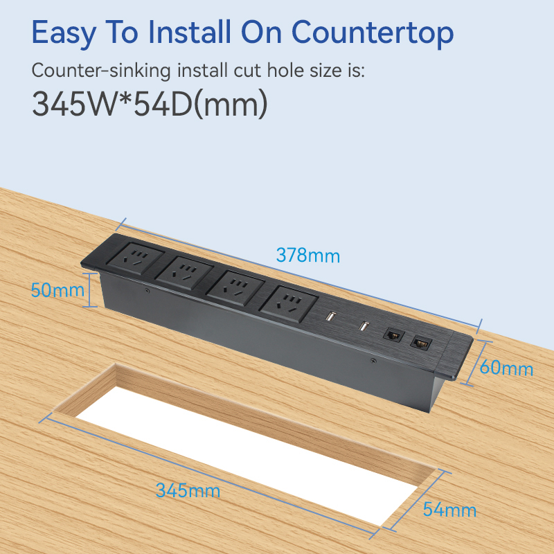 2 USB-A+CAT6+CAT3 Multimedia Socket With 4 China Outlets For Conference
