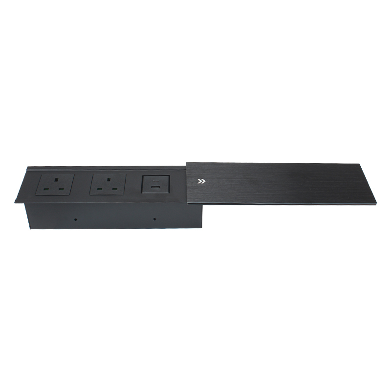 Conference Sliding Hidden Integrated UK Socket 2 Outlets 1 USB-A/C