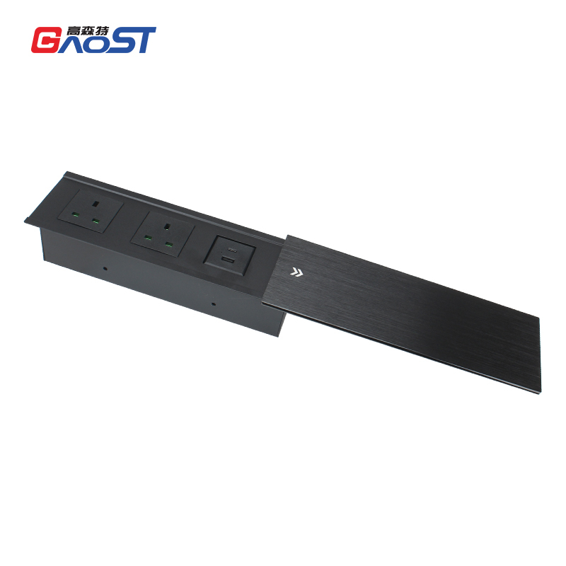 Conference Sliding Hidden Integrated UK Socket 2 Outlets 1 USB-A/C