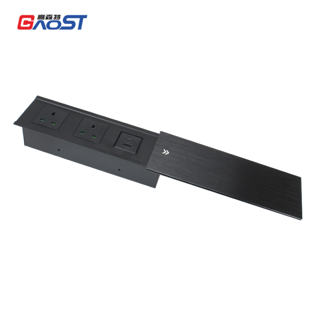 Conference Sliding Hidden Integrated UK Socket 2 Outlets 1 USB-A/C