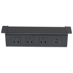 Alloy Panel Under Desk Power Socket 3 US Outlets With 1 USB-A/C