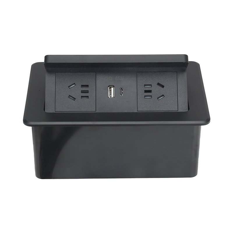 Table Pop UP Safety Power Socket With 2 China Outlets 1 PD65W USB-A/C Charging Inductive Charging