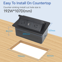 Table Pop UP Safety Power Socket With 2 China Outlets 1 PD65W USB-A/C Charging Inductive Charging