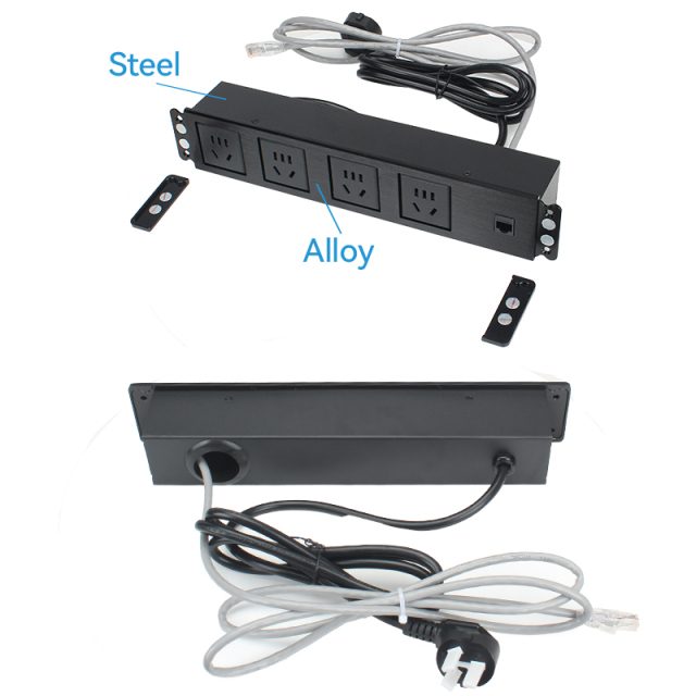 Desktop Built In Power Socket With 4 China Outlets 1 CAT6