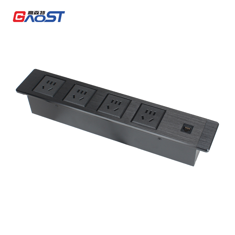 Desktop Built In Power Socket With 4 China Outlets 1 CAT6