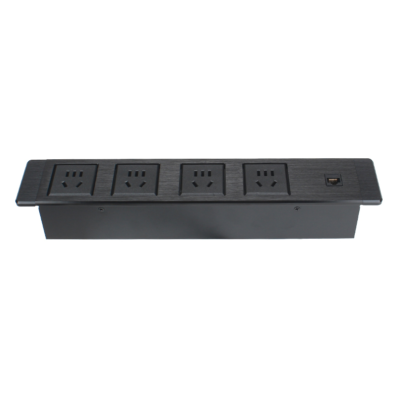 Desktop Built In Power Socket With 4 China Outlets 1 CAT6