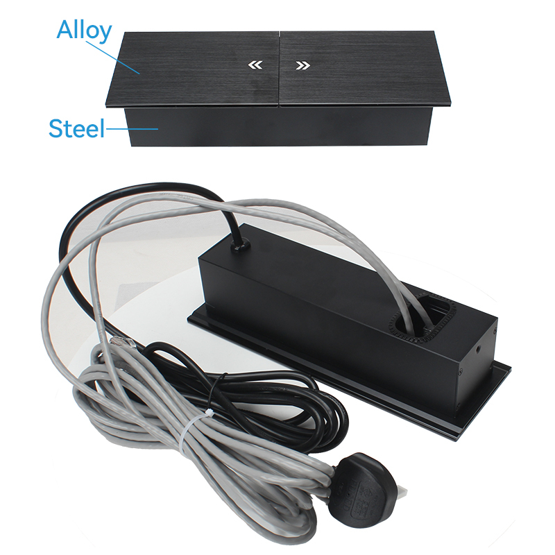 Double Sliding Hidden Conference Power Socket with 2 Universal Outlets 1 USB-A/C 2 CAT6