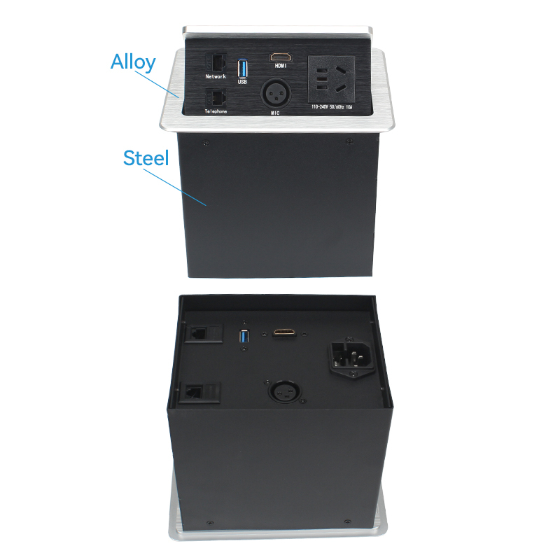 High Quality Multifunctional Desktop Pop Up Extension Socket With 1 CAT3/6 +1 USB Data Port+1 HDMI +1 MIC+1 China Outlet