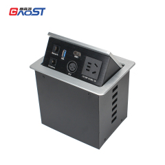 High Quality Multifunctional Desktop Pop Up Extension Socket With 1 CAT3/6 +1 USB Data Port+1 HDMI +1 MIC+1 China Outlet