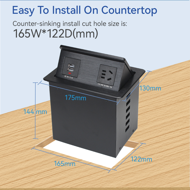 Desktop Recessed Pop Up Socket With 2 USB-A Charging 1 China Outlet