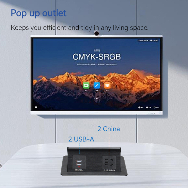 Desktop Recessed Pop Up Socket With 2 USB-A Charging 1 China Outlet