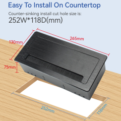 Multifunctional Desktop Flip Up Socket With 1 China Outlet 2 USB-A 1 Microphone 4 CAT6 1 HDMI 1 RCA For Conference