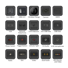 HIgh Quality Alloy Desktop Pop up Socket With 1 UK outlet+2 CAT6+1 HDMI