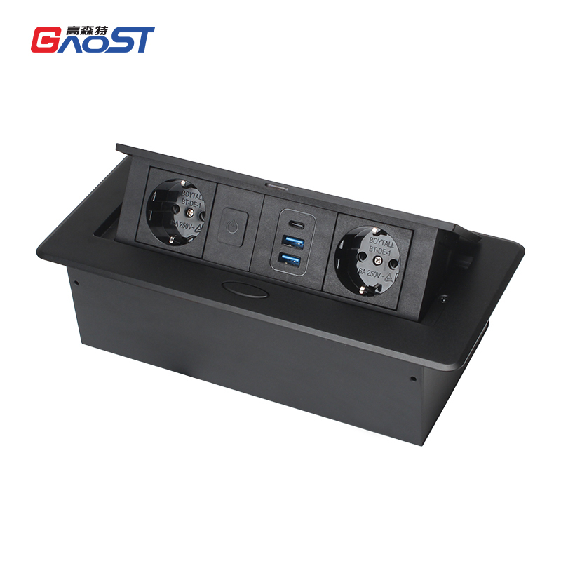 Conference Table Pop Up Schuko Socket With USB-A/C Charging and Switch