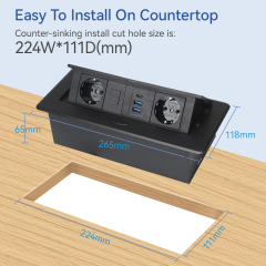 Conference Table Pop Up Schuko Socket With USB-A/C Charging and Switch