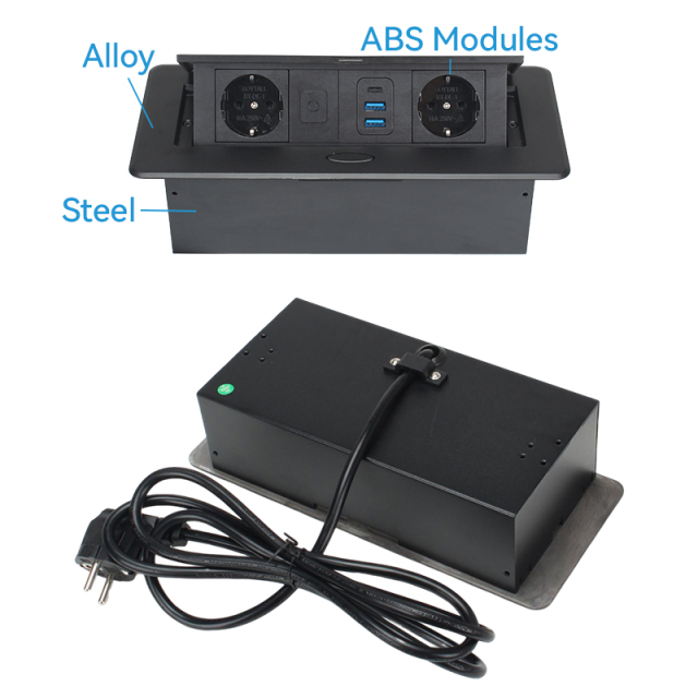 Conference Table Pop Up Schuko Socket With USB-A/C Charging and Switch