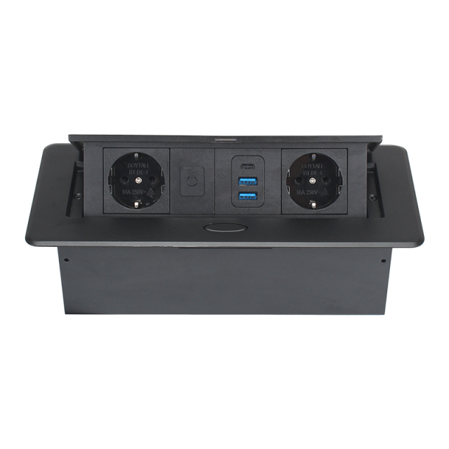 Conference Table Pop Up Schuko Socket With USB-A/C Charging and Switch