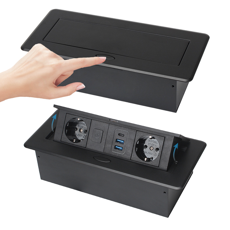 Conference Table Pop Up Schuko Socket With USB-A/C Charging and Switch