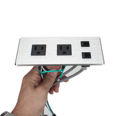 Factory Price Desktop Recessed Multi-functional Power Socket With 2 TR outlets+2 CAT6