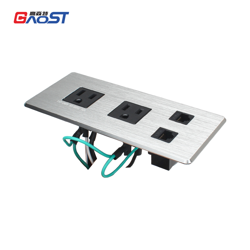 Factory Price Desktop Recessed Multi-functional Power Socket With 2 TR outlets+2 CAT6