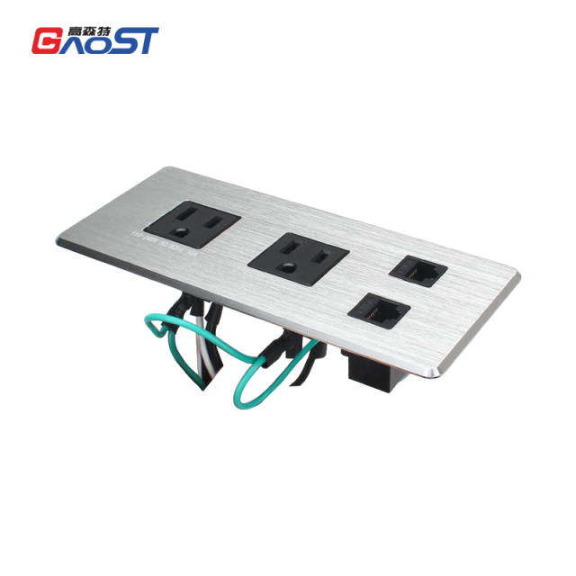 Factory Price Desktop Recessed Multi-functional Power Socket With 2 TR outlets+2 CAT6