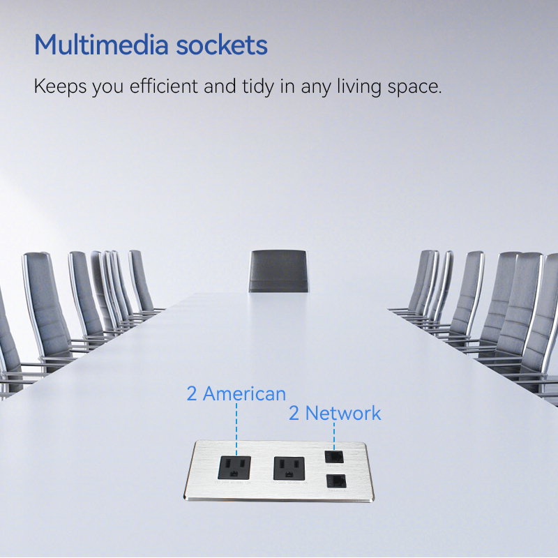 Factory Price Desktop Recessed Multi-functional Power Socket With 2 TR outlets+2 CAT6