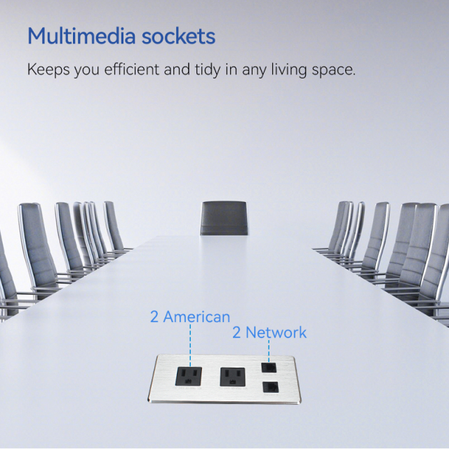Factory Price Desktop Recessed Multi-functional Power Socket With 2 TR outlets+2 CAT6