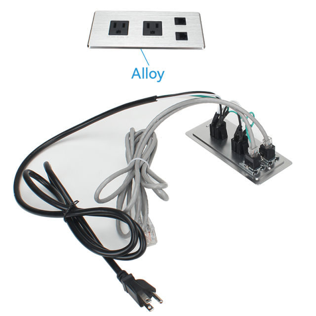 Factory Price Desktop Recessed Multi-functional Power Socket With 2 TR outlets+2 CAT6