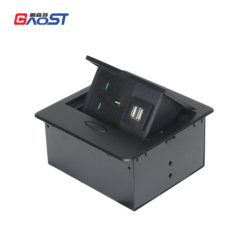 High Quality Desktop Pop Up Multi-functional Power Socket with 1 UK Outlet 2 USB-A