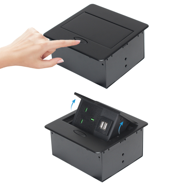 High Quality Desktop Pop Up Multi-functional Power Socket with 1 UK Outlet 2 USB-A