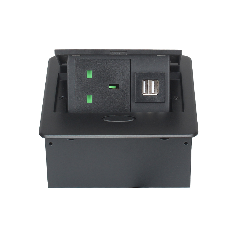 High Quality Desktop Pop Up Multi-functional Power Socket with 1 UK Outlet 2 USB-A
