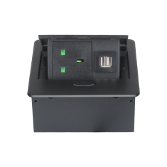 High Quality Desktop Pop Up Multi-functional Power Socket with 1 UK Outlet 2 USB-A