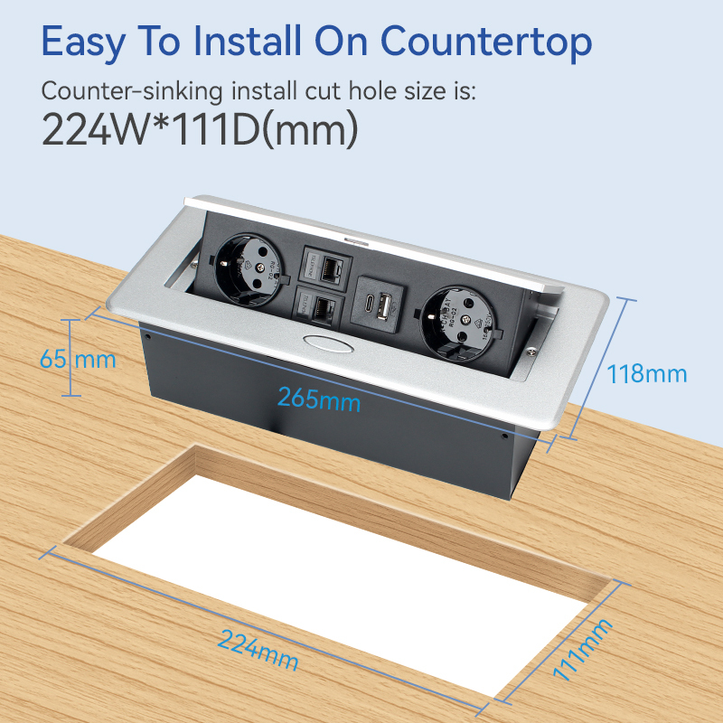 UL CUL Certified Desktop Pop Up Multi-functional Power Socket For Conference