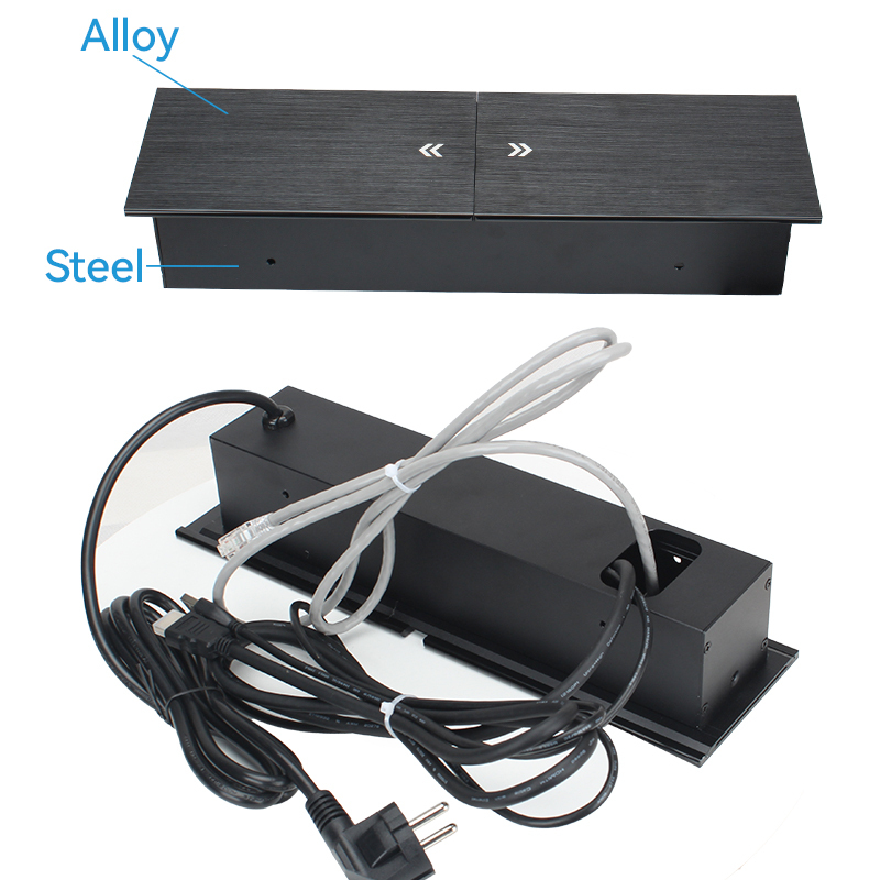 Double Sliding Hidden Desktop Power Strip 2 Universal 1 USB-A/C Charging 1 USB-A Date Port and 1 HDMI