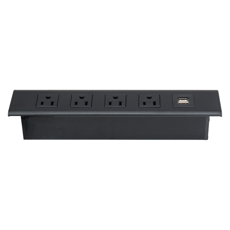 High Quality Desktop Recessed Power Socket With 4 US Outlets 2 USB-A
