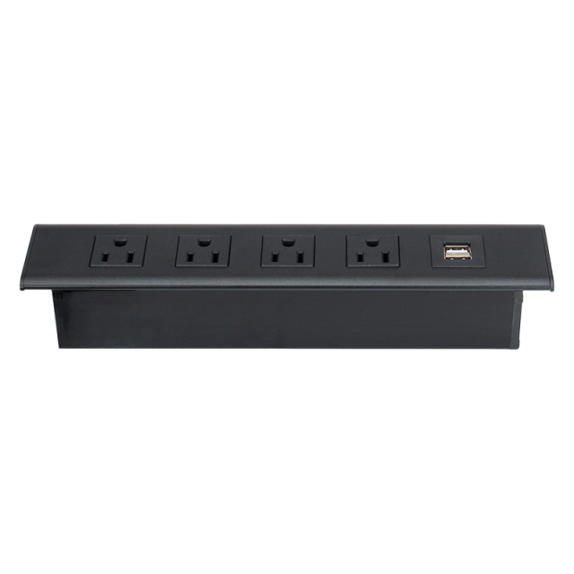 High Quality Desktop Recessed Power Socket With 4 US Outlets 2 USB-A