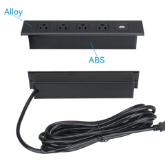 High Quality Desktop Recessed Power Socket With 4 US Outlets 2 USB-A