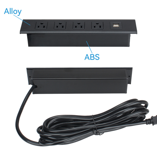 High Quality Desktop Recessed Power Socket With 4 US Outlets 2 USB-A
