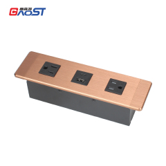Desktop Recessed Alloy Power Socket 2 US Outlets 1 Combined USB-A&C For Conference Table Family Furniture