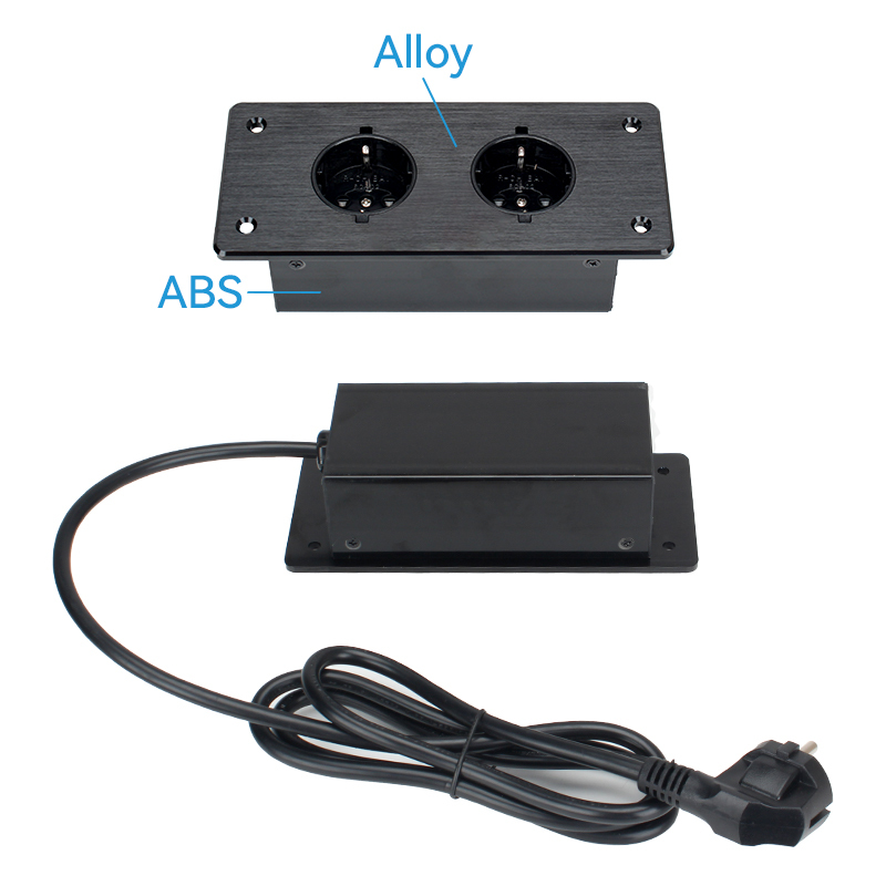 Counter Top Recessed In Power Socket Alloy Socket 2 Schuko Outlets For Conference