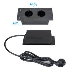 Counter Top Recessed In Power Socket Alloy Socket 2 Schuko Outlets For Conference