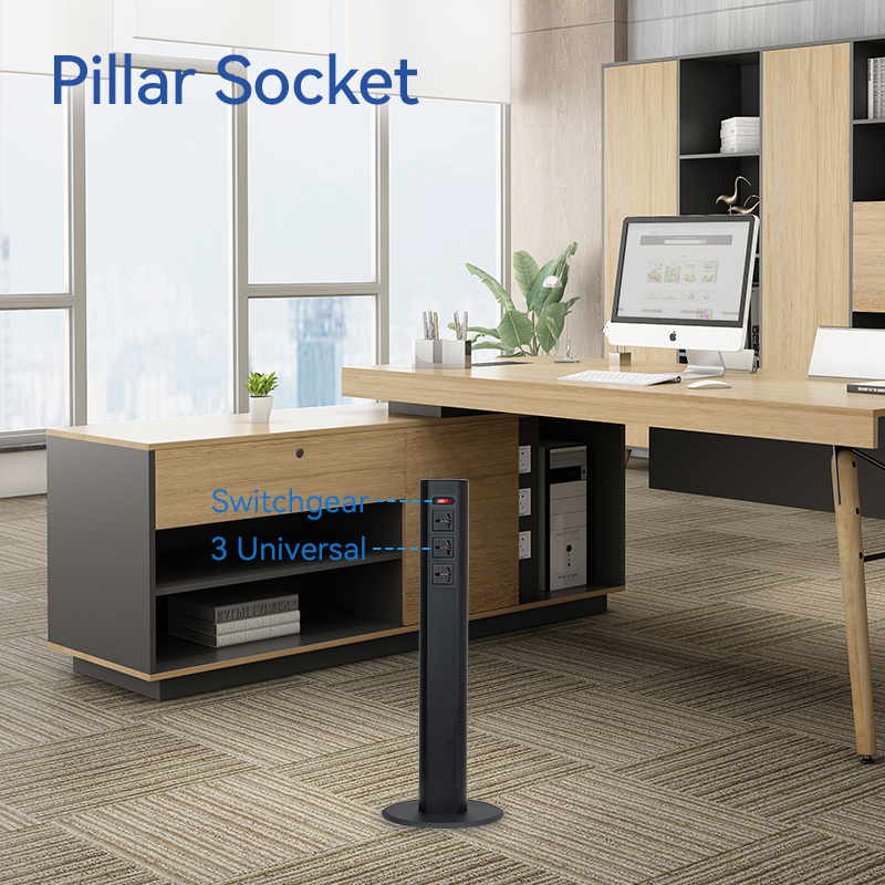 Alloy Material Floor Tower Socket Pillar Socket 3 Universal Outlets With Switch