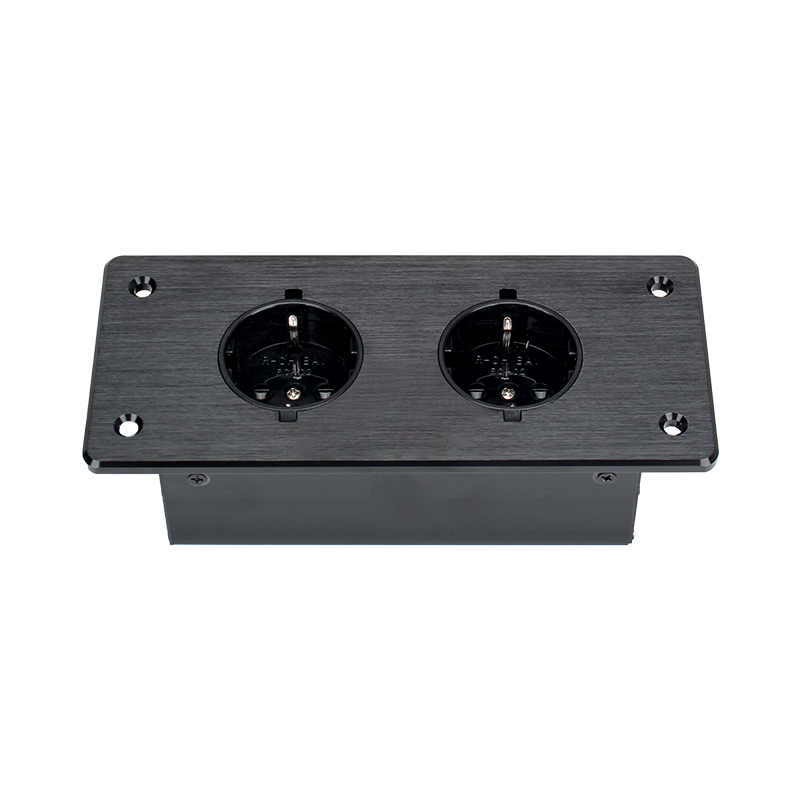 Counter Top Recessed In Power Socket Alloy Socket 2 Schuko Outlets For Conference