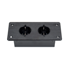 Counter Top Recessed In Power Socket Alloy Socket 2 Schuko Outlets For Conference