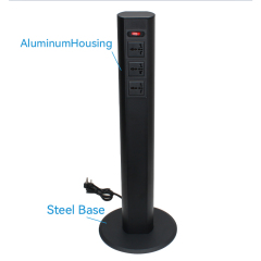 Alloy Material Floor Tower Socket Pillar Socket 3 Universal Outlets With Switch