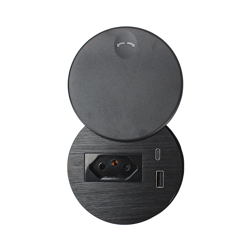Hot Sale Desktop Round Grommet With Brazil Outlet 1 USB-A&C Charging