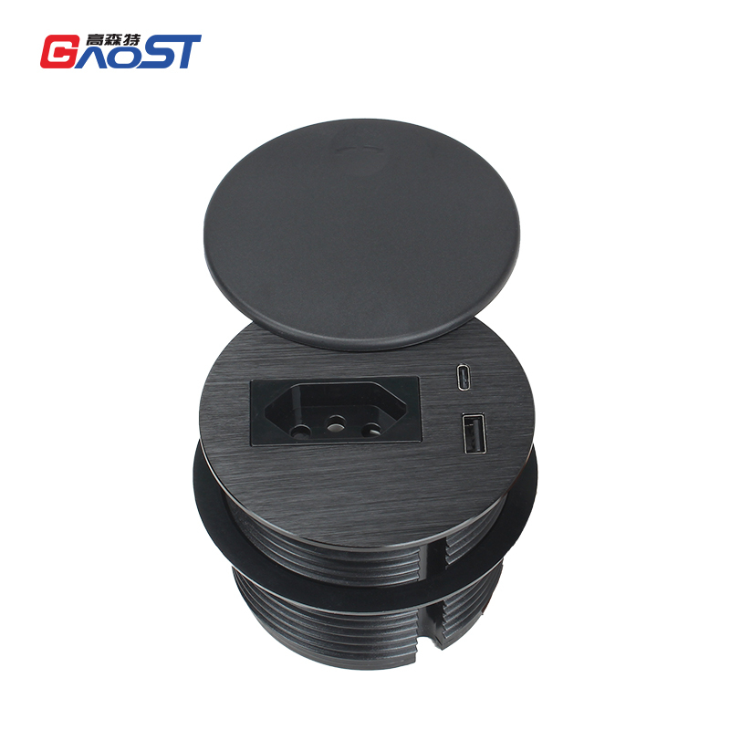 Hot Sale Desktop Round Grommet With Brazil Outlet 1 USB-A&C Charging