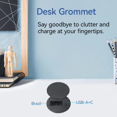 Hot Sale Desktop Round Grommet With Brazil Outlet 1 USB-A&C Charging