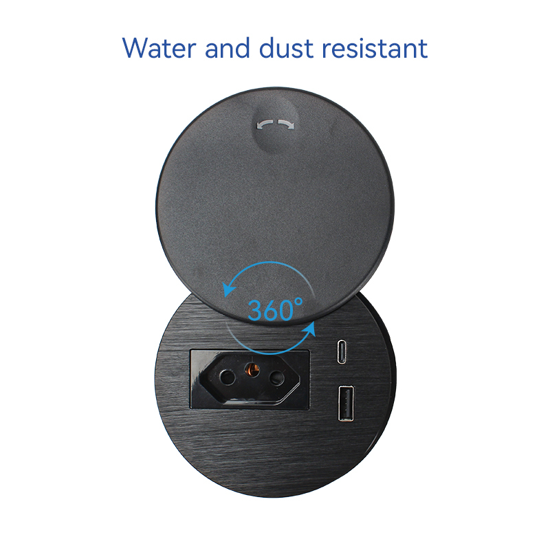 Hot Sale Desktop Round Grommet With Brazil Outlet 1 USB-A&C Charging